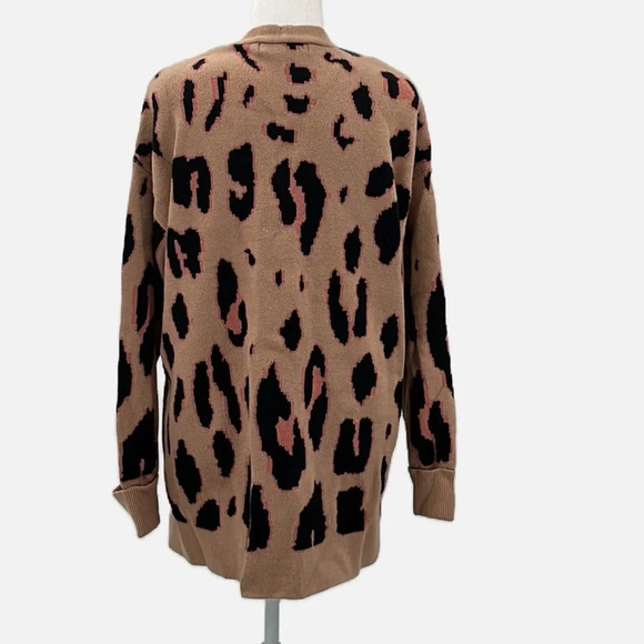 Zesica Leopard Print Open Front Cardigan Sweater - Size Large - Picture 3 of 6